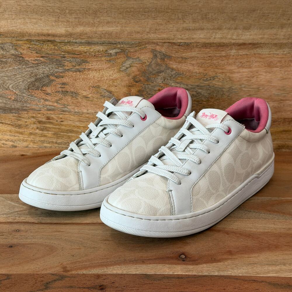 COACH | US 10 | Women's Optic White Signature Canvas Clip Low Top Sneaker CH098